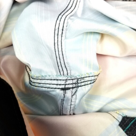 O'Neill 90s Y2k Striped Santa Cruz 11 Inch Board Shorts Swim Trunks Men 36 Green - Picture 7 of 11